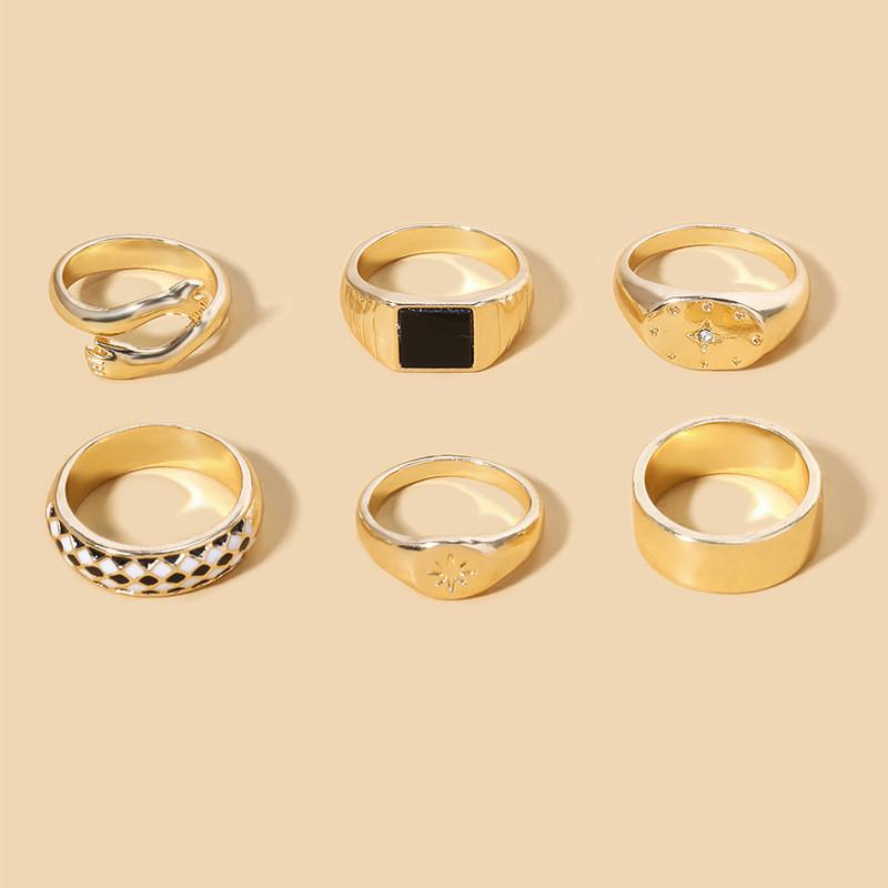Alloy Ring Set With Eightpointed Star Design For Womens Fashion Jewelry
