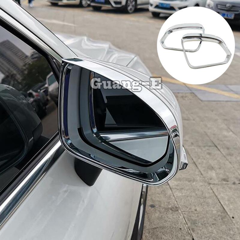 Rear View Glass Mirror Trim Frame Rain Shield Sun Visor Shade ABS Chrome Eyebrow For VOLVO XC40 2018