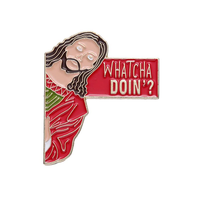 Stylish Cartoon Character Pin With Elegant English Lettering Design Great For Personal Accessories