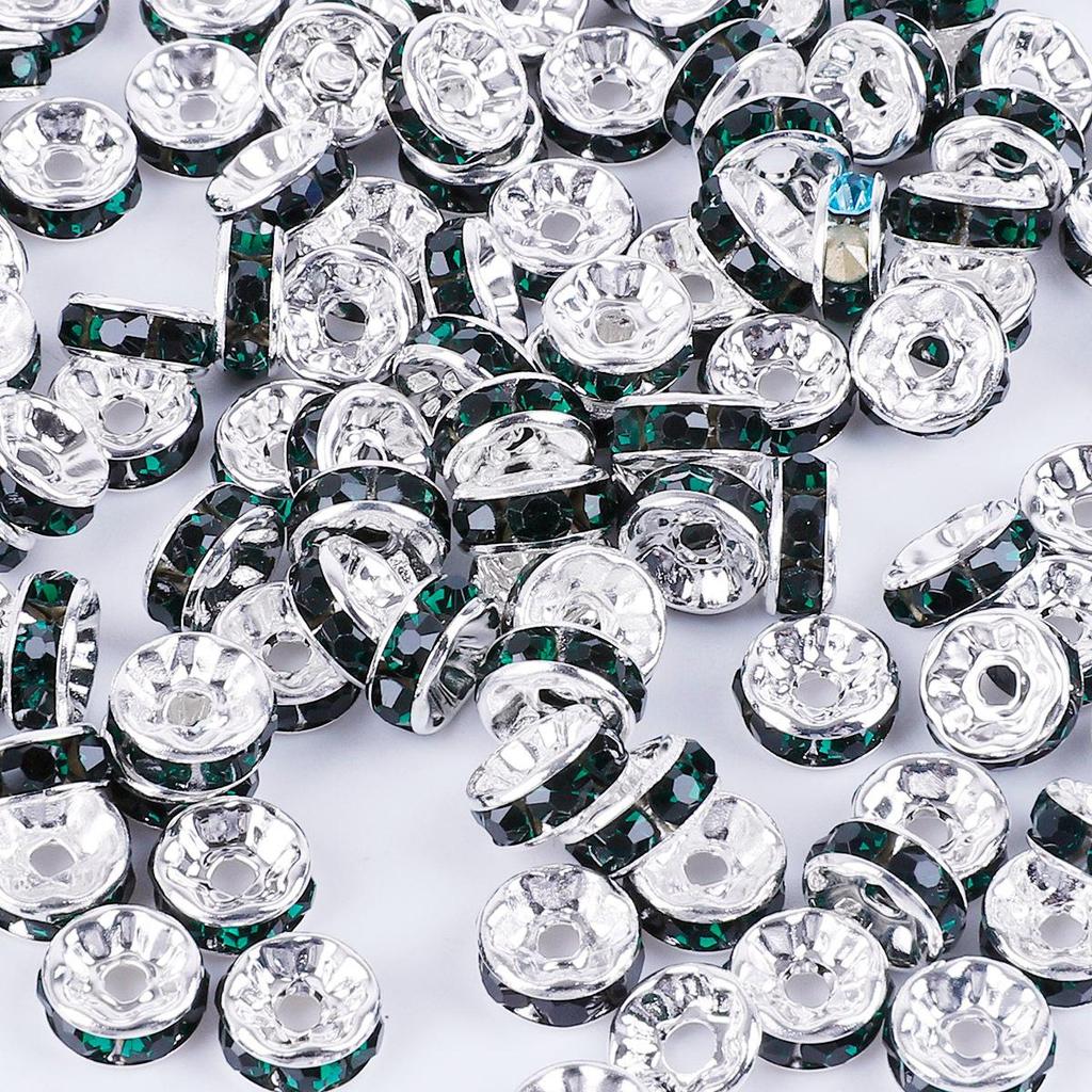 50 Pcs Electroplated Colorful Diamond Spacer Beads for DIY Jewelry, Iron Material