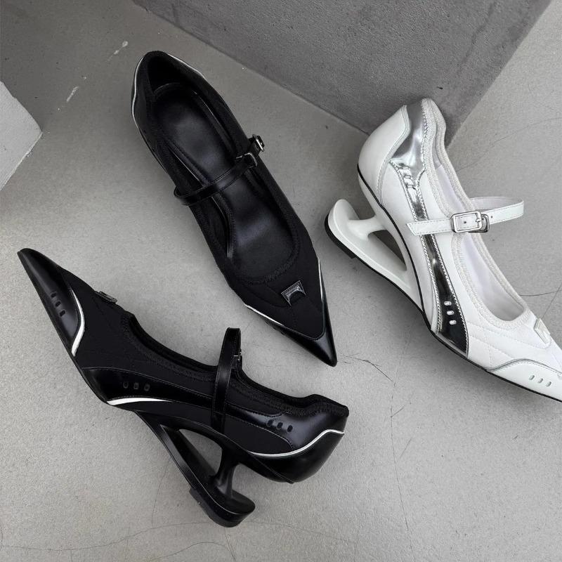 Niche Design Pointed Toe Special Heel Women's High Heels Ballet Sporty Style Shallow Mouth Mary Jane Single Shoes