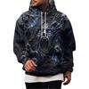 Men's Hooded Halloween Print Pullover Sweatshirt for Casual Costume and Holiday Festivities