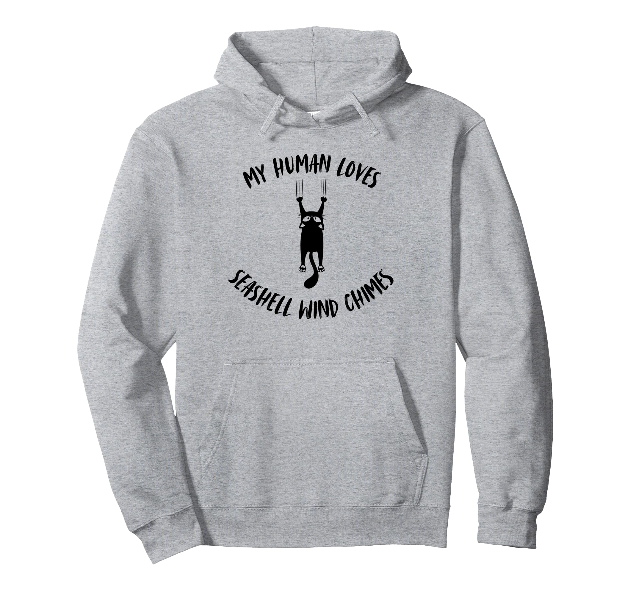 

My Human Loves Seashell Wind Chime Cat Parent Hobby Lover Hoodie серый
