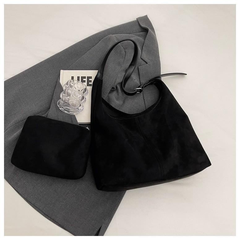 IELGY Ladies Tote Bag Autumn Winter Suede Large Capacity One-Shoulder Underarm Retro Commuter Child-Mother Bag