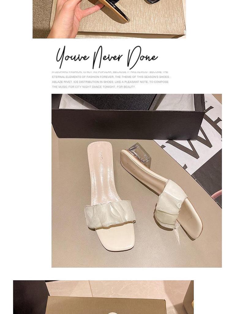 Women's Summer 2022 Crystal Chunky Heel Square Toe Sandals