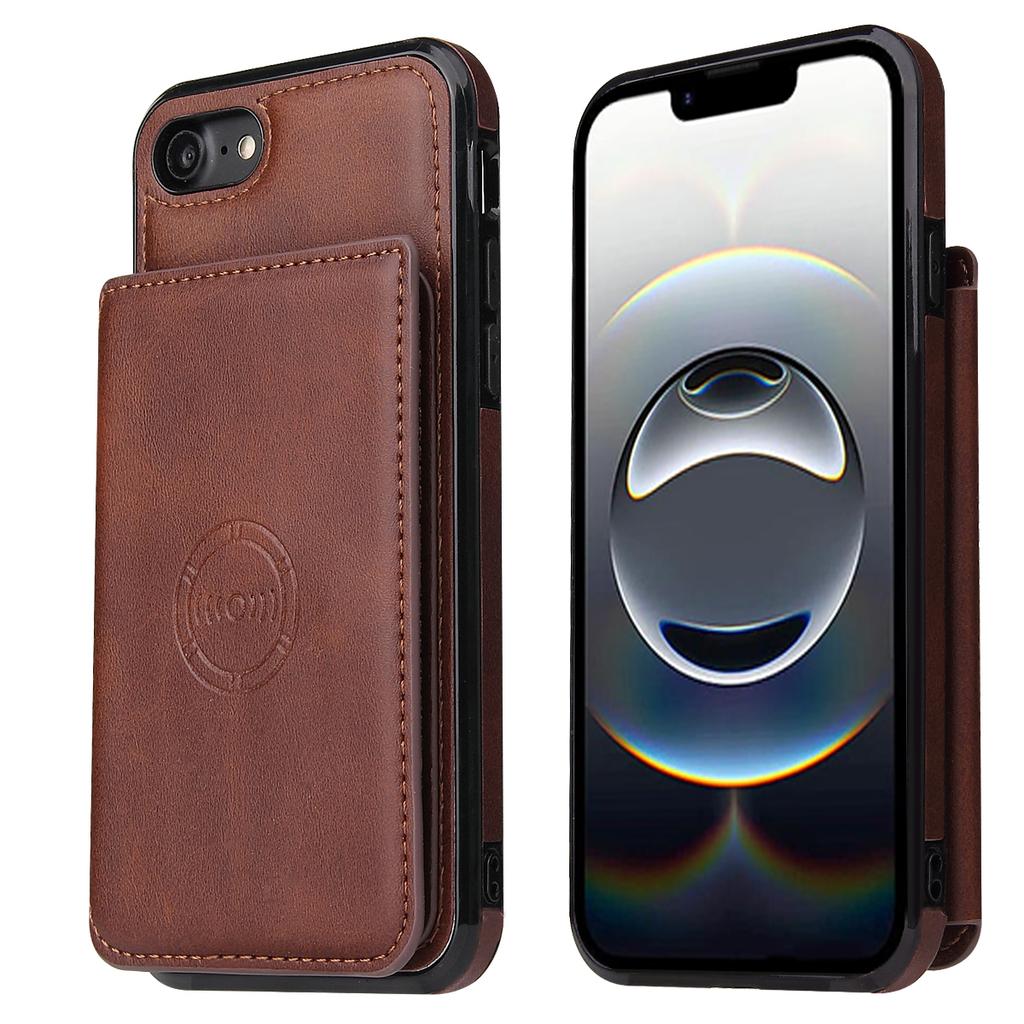 For iPhone 16e Case Card Holder Kickstand PU Leather+TPU Phone Cover