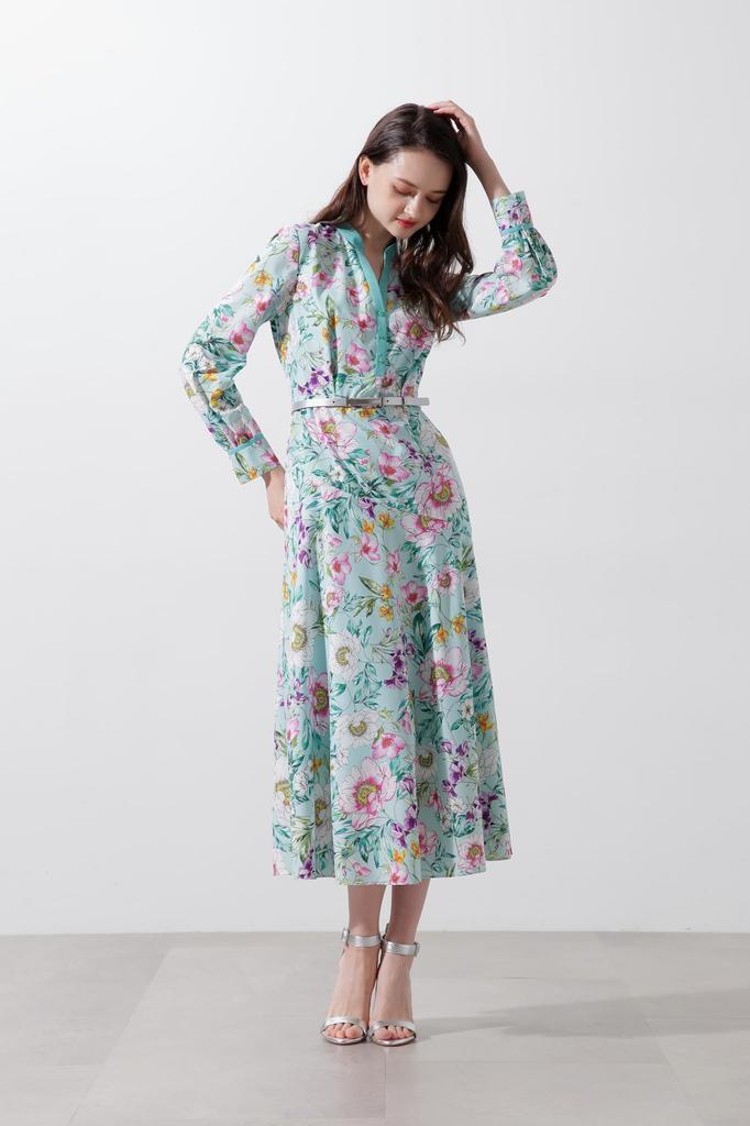 Pinky Diane Long Sleeve Mermaid Dress & (Floral Print) / Women's / 031-5140201 131_Mint