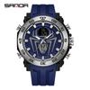 Sanda Double Display Spider Luminous Youth Electronic Watch Multifunctional Fashion Trend Men'S Alarm Clock Watch
