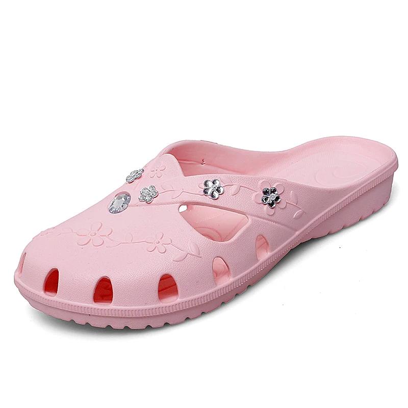 

Тапочки Женские Дышащие Уличные на Платформе Женские Желейные Тапочки Домашние Комнатные Пляжные Обувь с Отверстиями Рома Летом Zapatos De Mujer 35 розовый