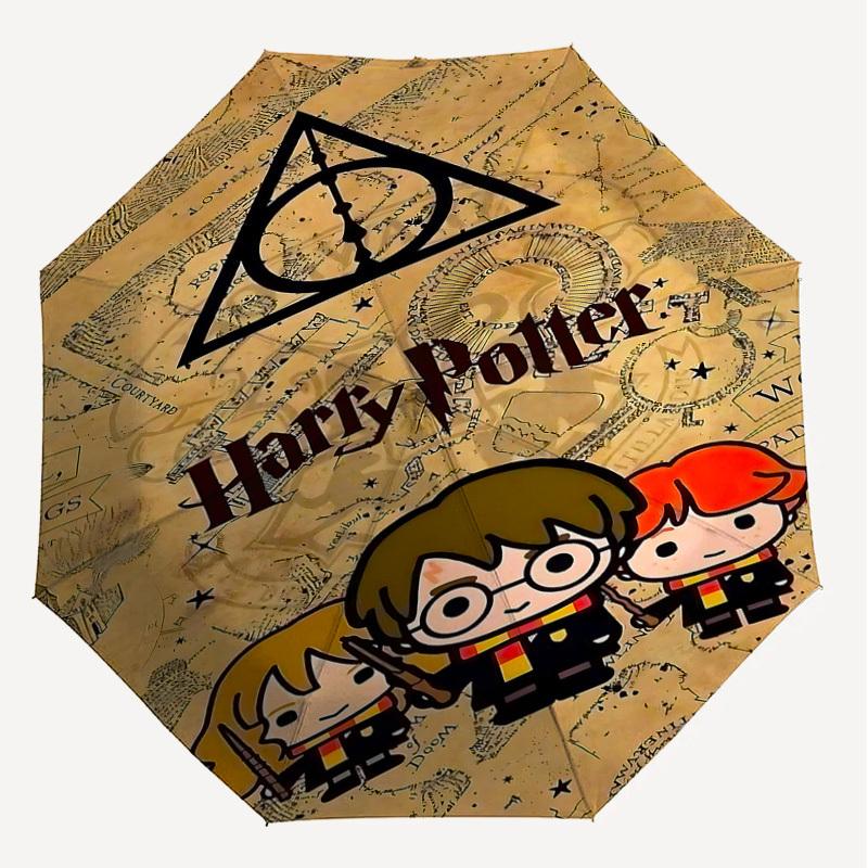 1PC Harry Potter Deathly Hallows Umbrella-8-Rib Reinforced, Automatic Open, Lightweight & Durable, Cute Fashion Accessory for Outdoor, D2684