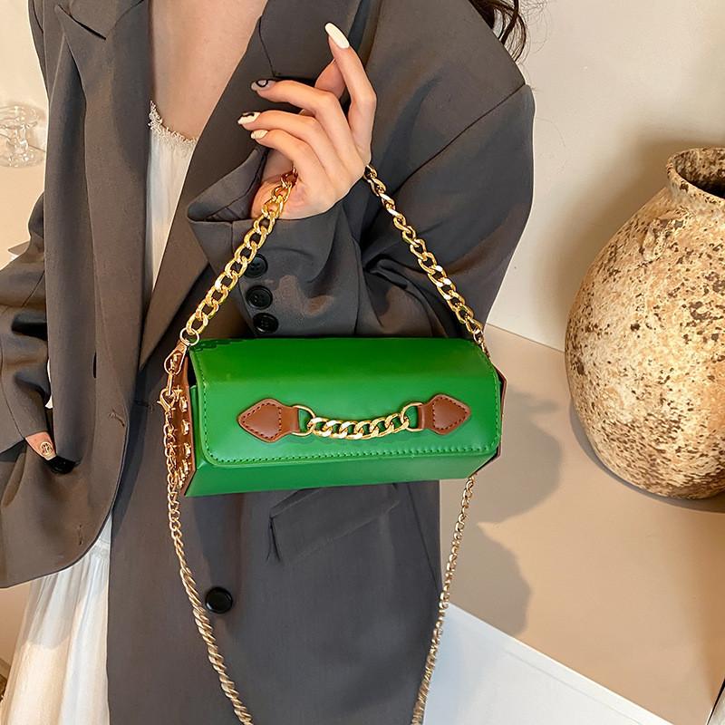 Stylish 2024 Korean Fashion Casual Solid Color Women's Cylinder Bag With Chain Strap