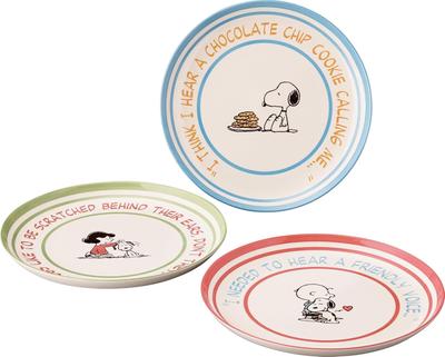 PEANUTS Snoopy Trio Plate Set Large Serving Pasta Diameter X 2cm Mino Yamaka Made In Recycled Tableware for SDG Initiatives (3 Plates, Plates, Plates,