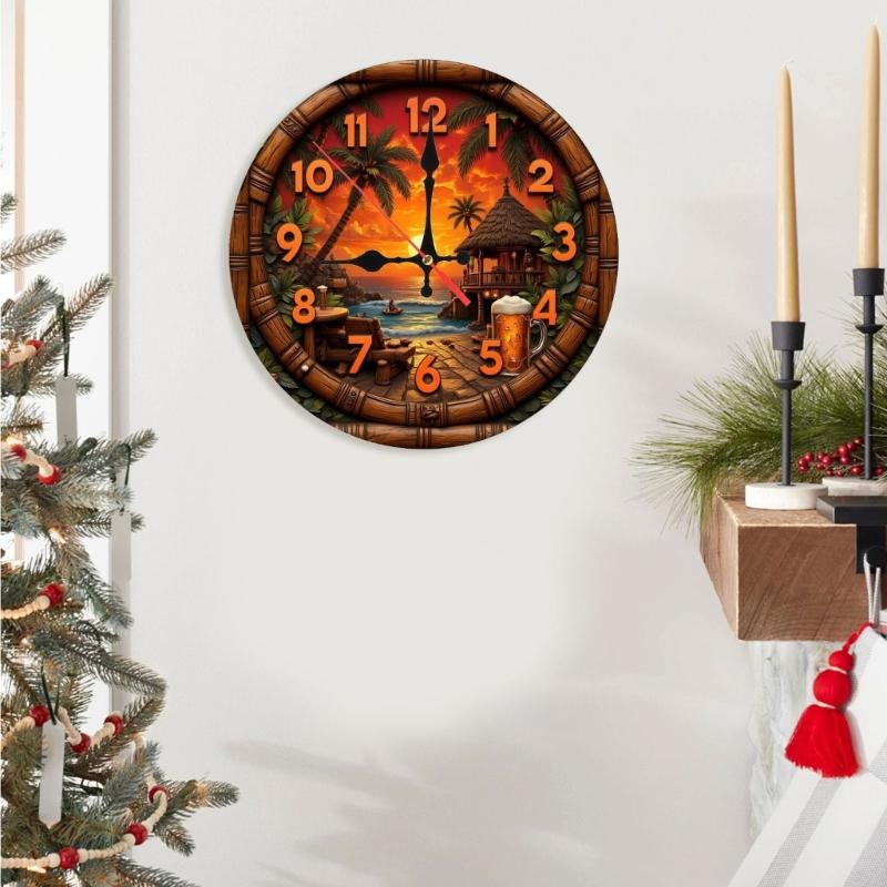 Acrylic Quiet Not Ticking Wall Clock Colorful Art Print Easy Mounting Perfect For Kitchen Living Space Decoration