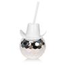 1Pc New  Flash Cowboy Hat American Plastic Cup Disco Ball Cup Plastic Straw Cup
