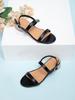 2025 Stylish Girls' One-Strap Crystal Heeled Sandals - Simple & Comfortable Patchwork Design