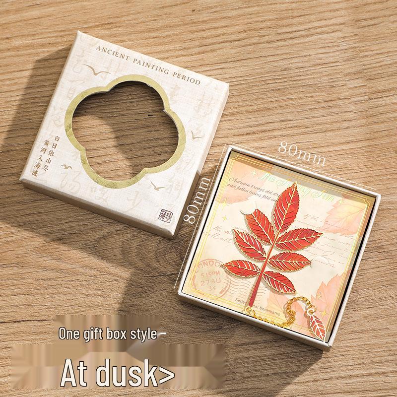 Classical Chinese Style Retro Leaf Metal Bookmark Gift for Students and Graduates