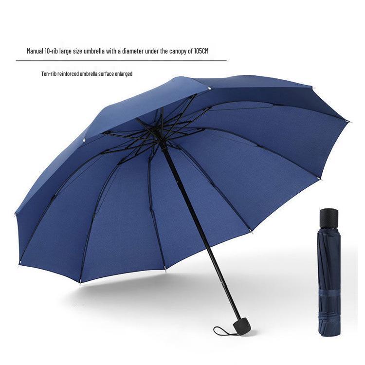 Automatic Three-Fold Sun & Rain Umbrella with Logo, Black Glue Sunscreen, and Ten Ribs