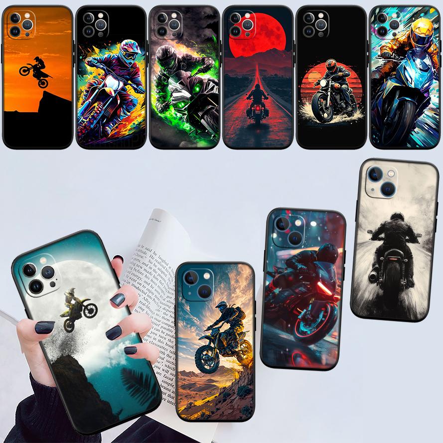 RA18 Motorcycle Racing New High-End Shell Phone Case for iPhone 16 15 14 13 12 Pro Max Plus Mini