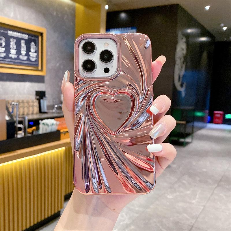 

Роскошный гальванический 3D чехол Love для iPhone 15 Pro Max 14 Plus 13 12 Pro 11, универсальный защитный чехол от падения iPhone 11 розовый