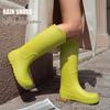 Women's Waterproof High-Top Rain Boots - Non-Slip, Wear-Resistant, Low Heel, Korean Style, Four Seasons Outdoor Use
