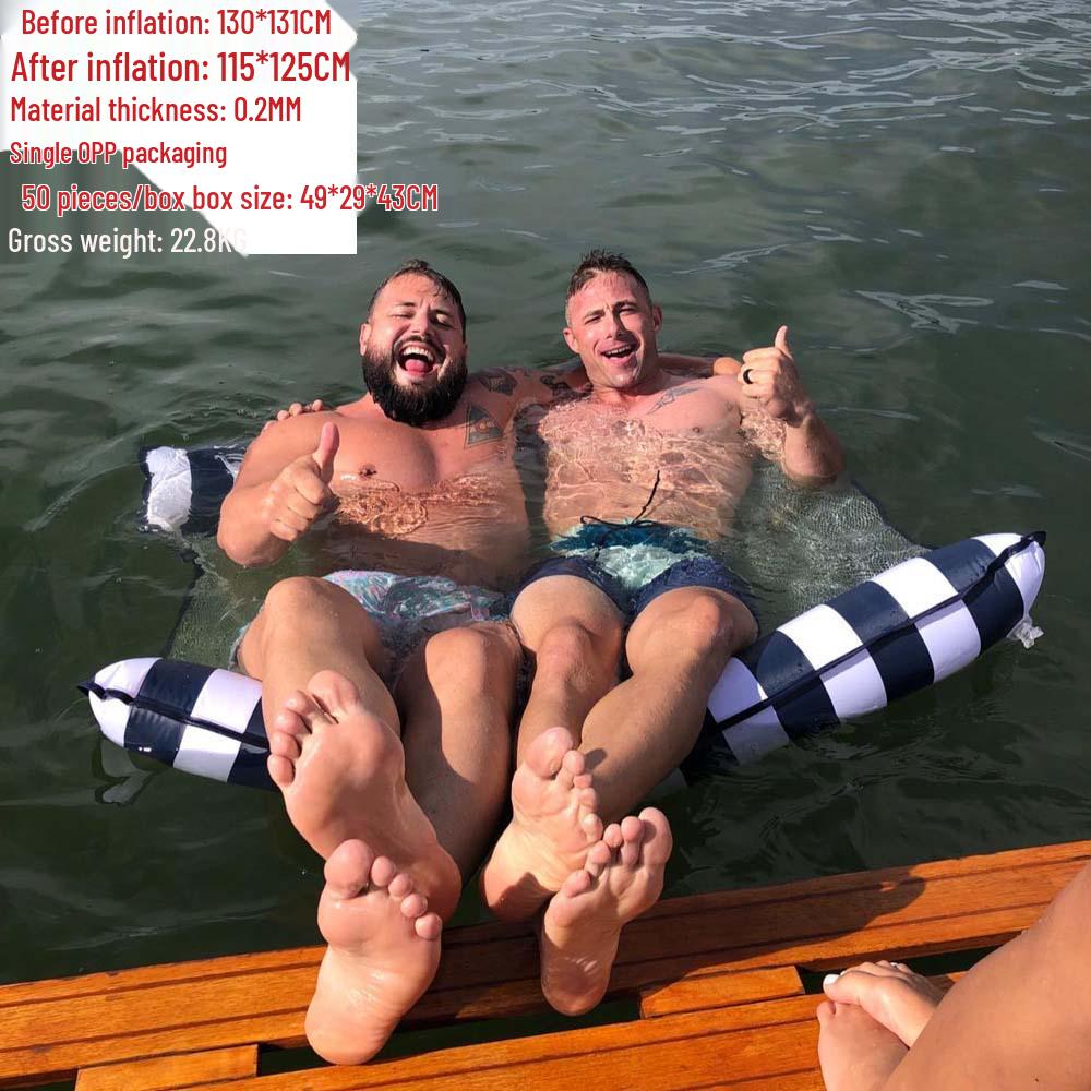 Foldable Striped Pool Hammock: New Style Inflatable Float & Mesh Recliner