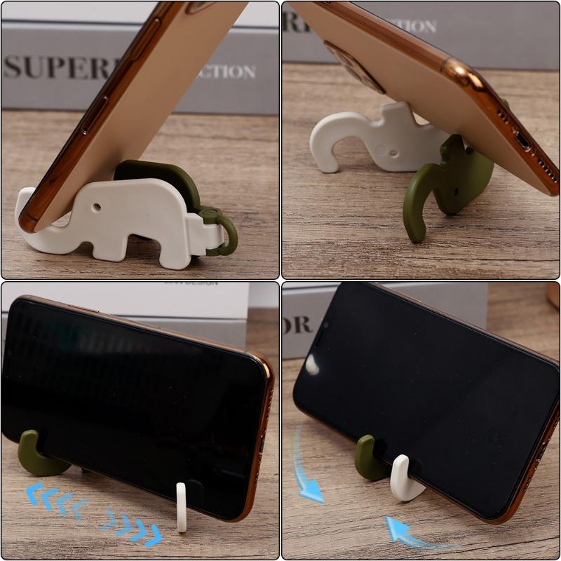Soporte de Teléfono de Dibujos Animados Lindo Elefante Soporte de Escritorio para Teléfono Móvil Tablet Colgante Llavero Soporte Portátil Mini Pata de Apoyo
