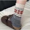 Women's Autumn and Winter Thick Warm Retro Matching Color Snow Pattern Wool Medium Tube Pile Socks