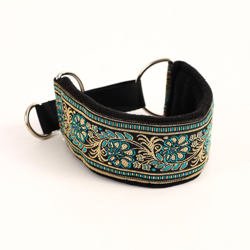 Comfortable Soft Cosy Elegant Whippet Italian Greyhound Martingale Collar Width5.5cm  Gold/silve/red/green