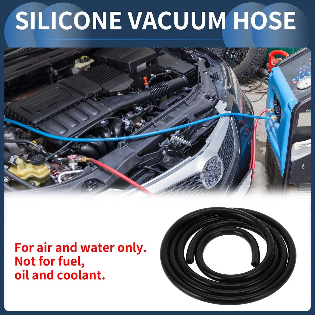 INFINAUTO Engine Silicone Vacuum Tube Hose 6.6FT 3/16" 5mm ID 2.5mm Thickness Vehicle Vacuum Line Silicone Black High Temperature