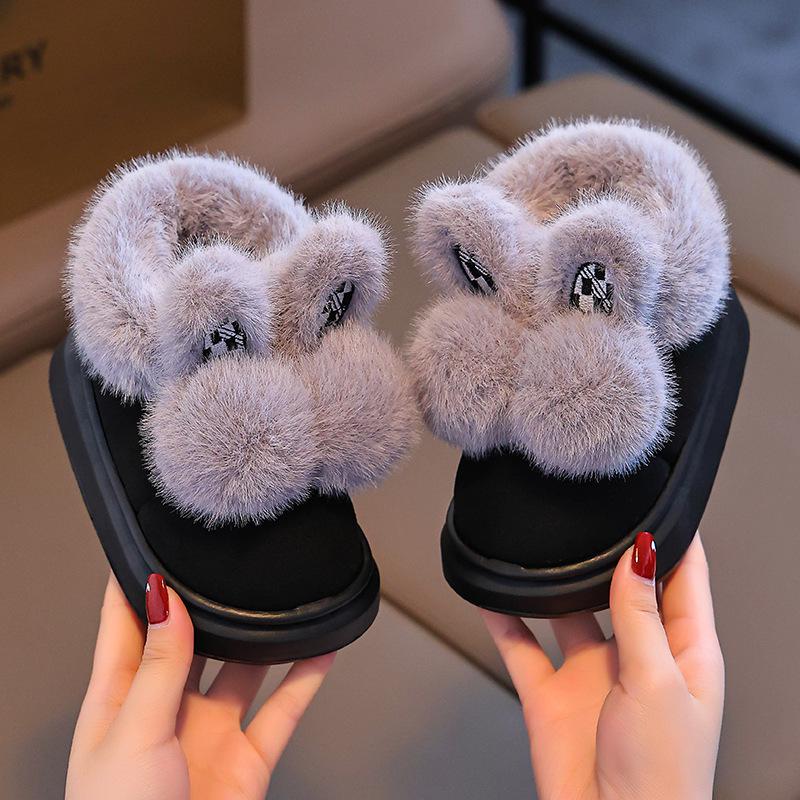 2024 Warm Winter Cotton Slippers for Girls: Indoor/Outdoor, Thickened for Mid-to-Large Children