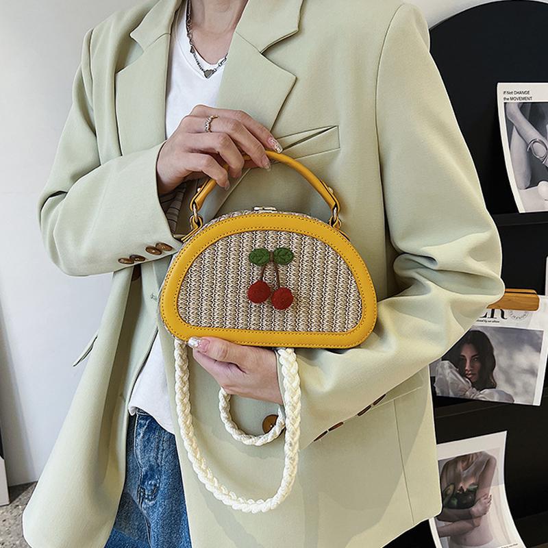 Fashion Straw Box Shoulder Messenger Bag Summer New Texture Portable Women's Crossbody Bag Beach Travel Purse KTB