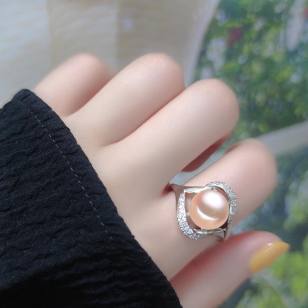 

LSOOYH Natural Freshwater Big Pearl Rings for Women Luxury Wedding Ring,Suitable Gifts for Birthdays, Mother s Day and Other Holidays adjustable рожевий