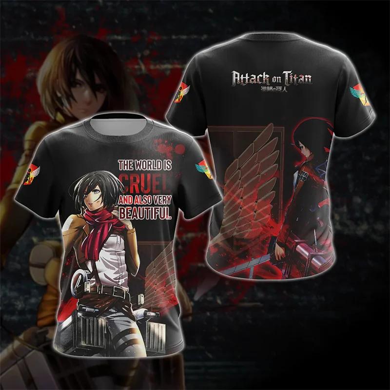 Anime "Attack on Titan" Levi Ackerman Graphic Men's T-shirts 3D Manga Printed T-shirts Summer Round Neck Casual Harajuku Fashion T-shirts