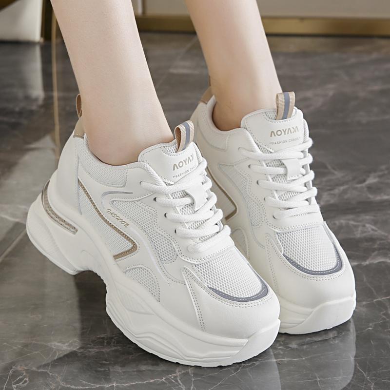 Fashion Chunky Platform Sneakers for Women Thick Bottom Non Slip Sports Shoes Woman 2025 Spring Autumn Fashion Breathable Dad Sneakers
