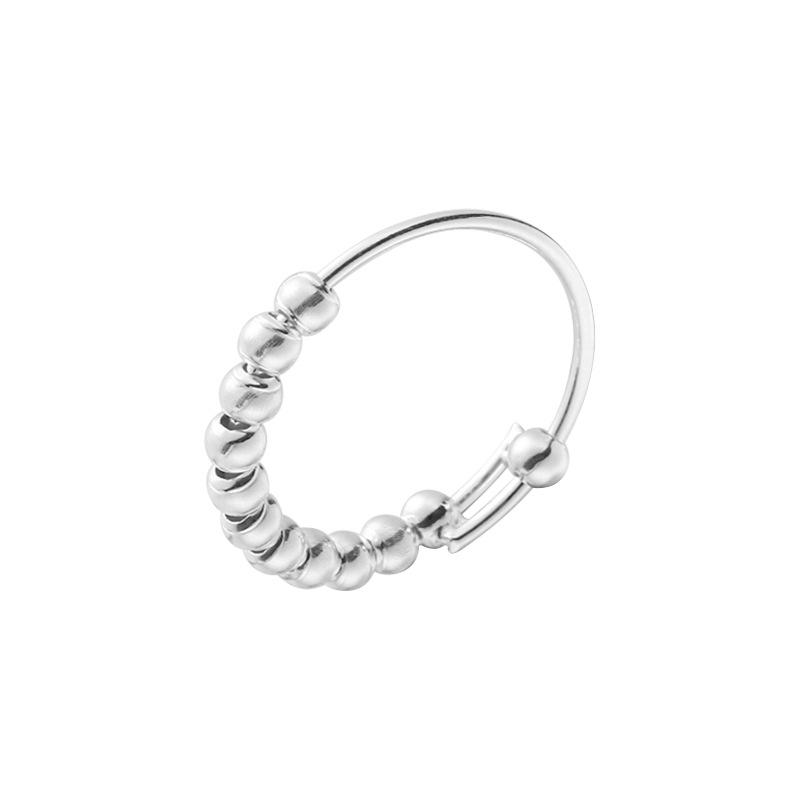 

Кольцо-бусина из стерлингового серебра 925 пробы - Элегантный и универсальный аксессуар для указательного пальца для женщин (Яркое серебро, стиль J5132)