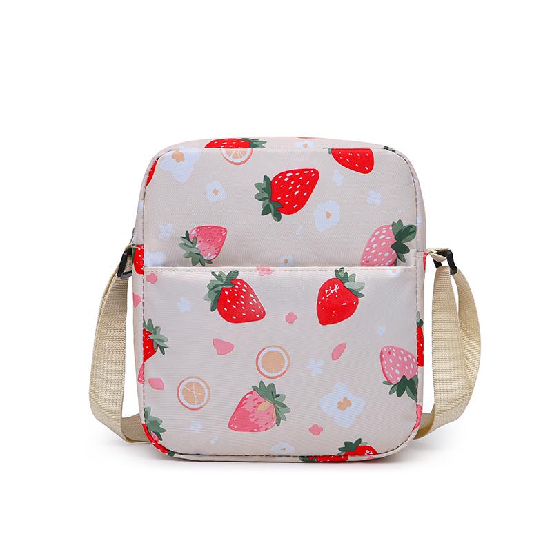 Strawberry Print Backpack Set Student Three-Piece Schoolbag Women's Large Capacity Water-Repellent Graffiti Backpack