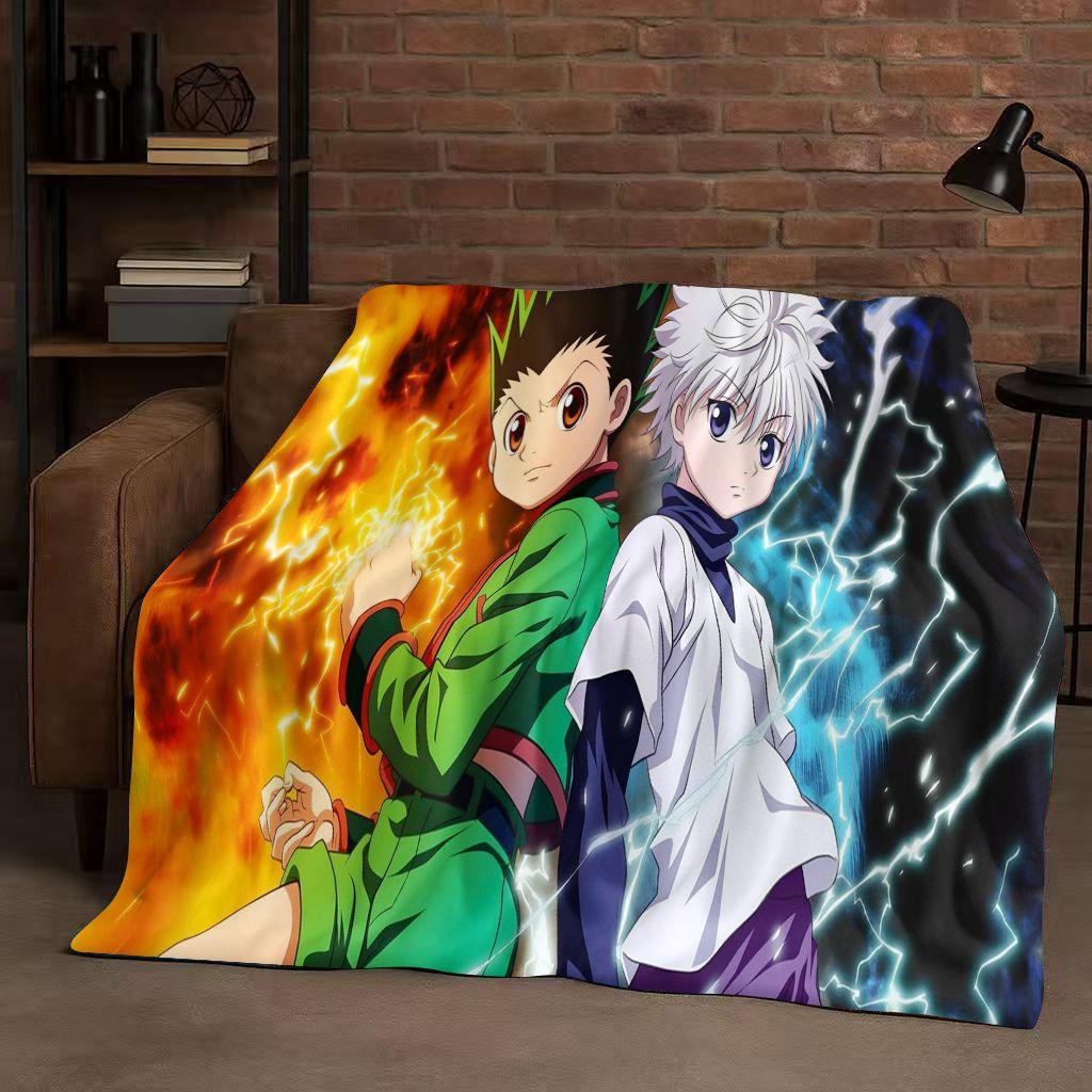 3D Anime Hunter X Hunter Killua Zoldyck Cartoon HXH Flannel Blanket,Ultra Soft Warm Plush Throw for Home Bedroom Bed Sofa Cover