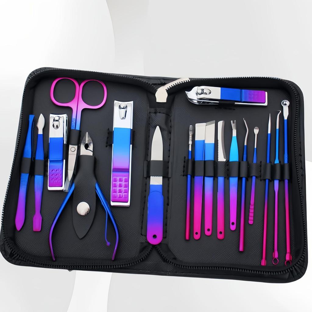 9/18/30 Pieces Dazzling Stainless Steel Manicure Set, Nail Clippers Eyebrow Scissors Pedicure Tools Dead Skin Scissors, Nail Tools