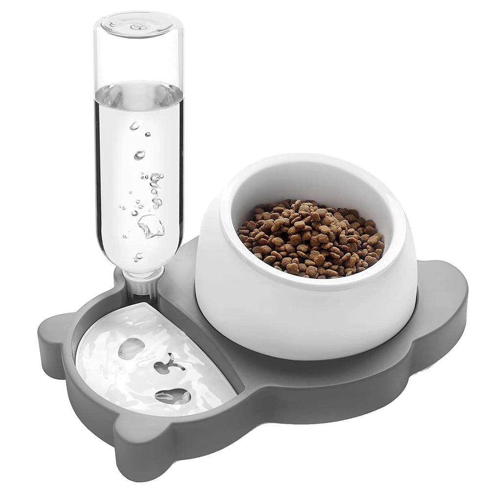 Buy Dog Cat Bowls, Tilted Cat Food and Water Bowl Set, Cat Bowl Grey at