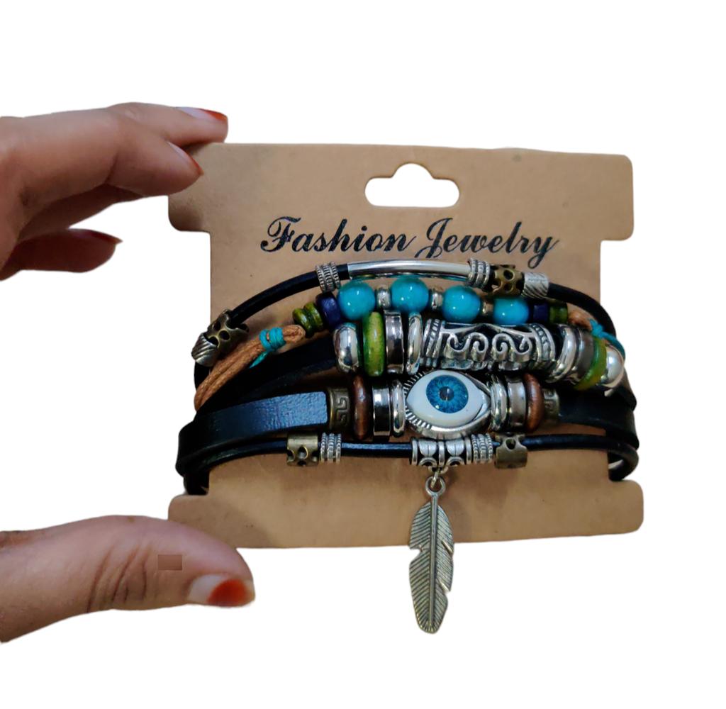 @ Fancy Adjustable Silver Feather Evil Eye Charms For Men & Women MJ-447-60%OFF