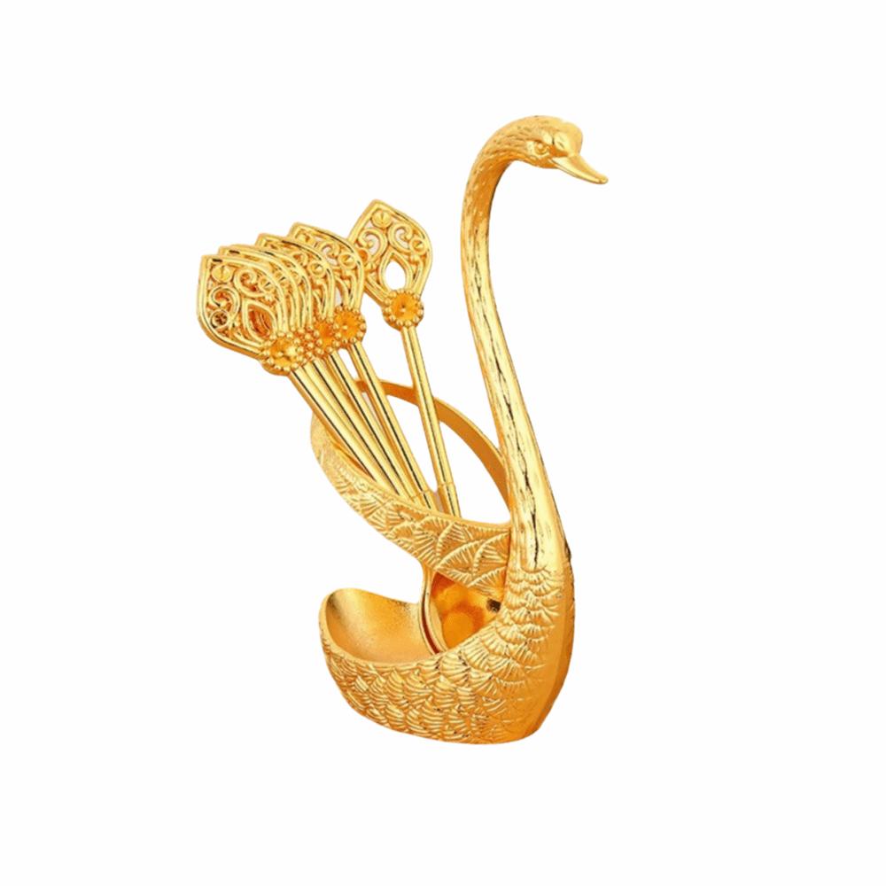 6Pcs with Swan Shaped Base Swan Fruit Spoon Elegant Dessert Spoon Coffee Spoon  Kitchen