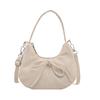 Simple Solid Color Bow Portable Dumpling Bag Women's 2025 Summer New Casual Fashion Versatile Underarm Shoulder Bag