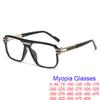 Brand Designer Transparent Square Anti Blue Light Myopia Glasses Men 2026 Vintage Large Frame Prescription Glasses Minus -1 -3