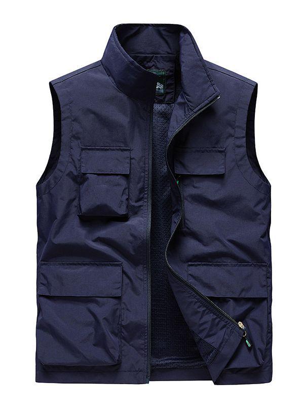 Gilet da pesca casual da uomo multi-tasche per primavera e autunno, per esterni, per mezza età e anziani