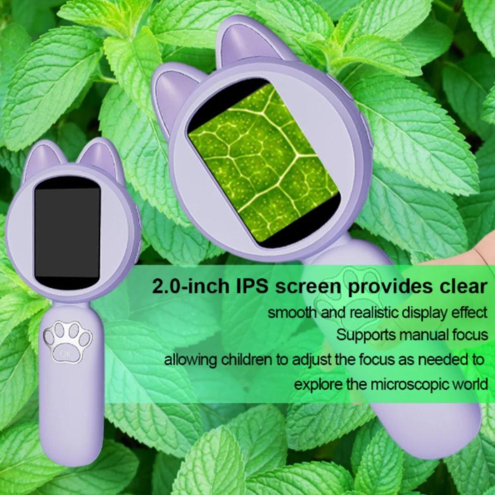 2 Zoll IPS-Bildschirm Handmikroskop 100-fache Vergrößerung Lupe für Kleinkinder