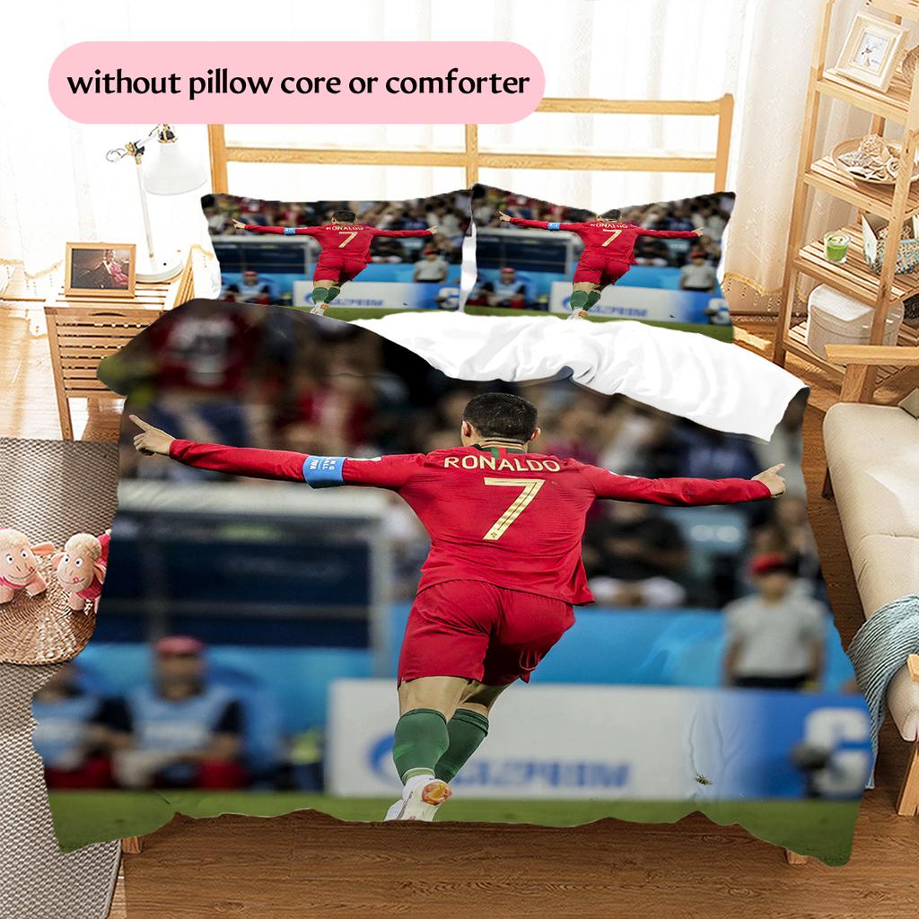 Biancheria da letto con motivo Cristiano Ronaldo Decorazione per la casa Regalo di compleanno (1 * copripiumino + 2 * federa, senza nucleo)