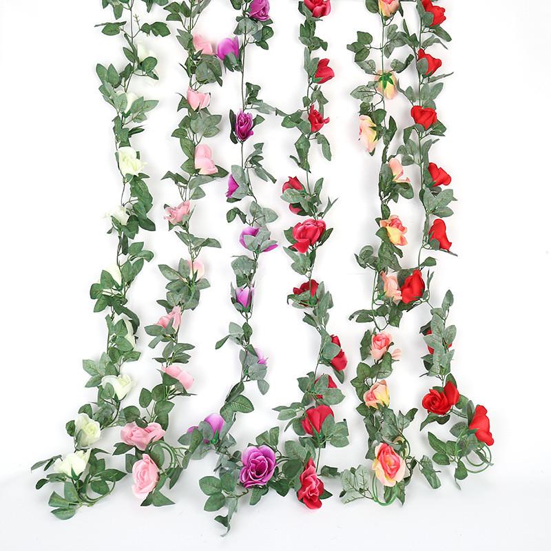Seidenrosen-Ranken-Dekoration mit Kristallen für Hochzeiten und als Wandkunst für Zuhause
