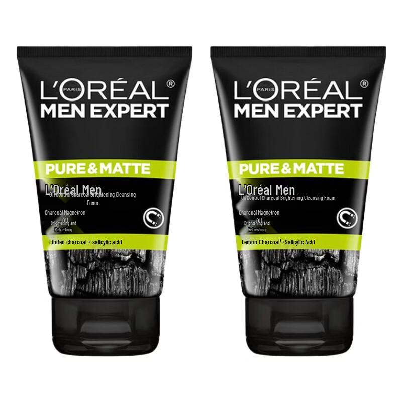 L'Oréal Men's Oil Control Charcoal Face Cleanser (2x100ml)