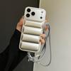 Crossbody Down Jacket Silicone Soft Phone Case for IPhone Air 17 16 15  14 13 12 11 Pro Max XS 7 8 Plus Camera Protection Cover