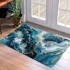 1Pcs Anti Fatigue Kitchen Rugs Blue Marble Textured Waterproof Non-Slip Thick Cushioned Kitchen Mat Heavy Duty Comfort Standing Mat for Kitchen